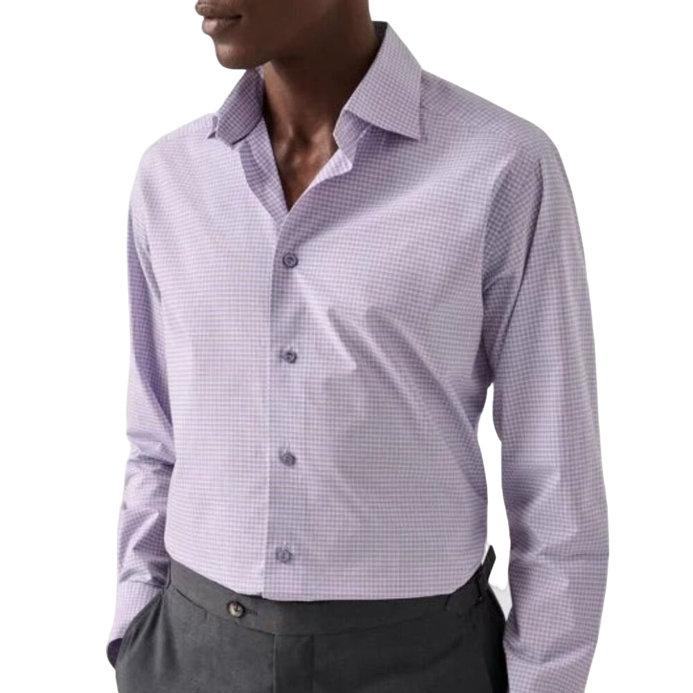 NEW ETON Men's Dress Shirt Contemporary Cotton Long Sleeve Purple